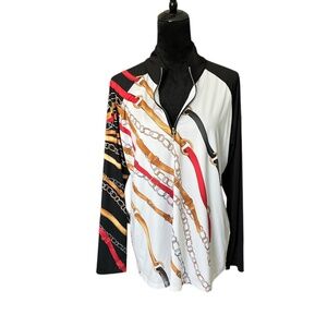 EP Pro New York Wild Card 1/4 Zip Front Chain Print Pullover Top XXL